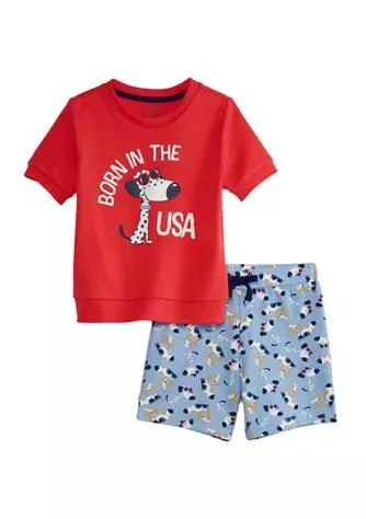 商品Crown & Ivy™|Ivy Toddler Boys Short Sleeve Terry Shorts Set,价格¥144,第1张图片