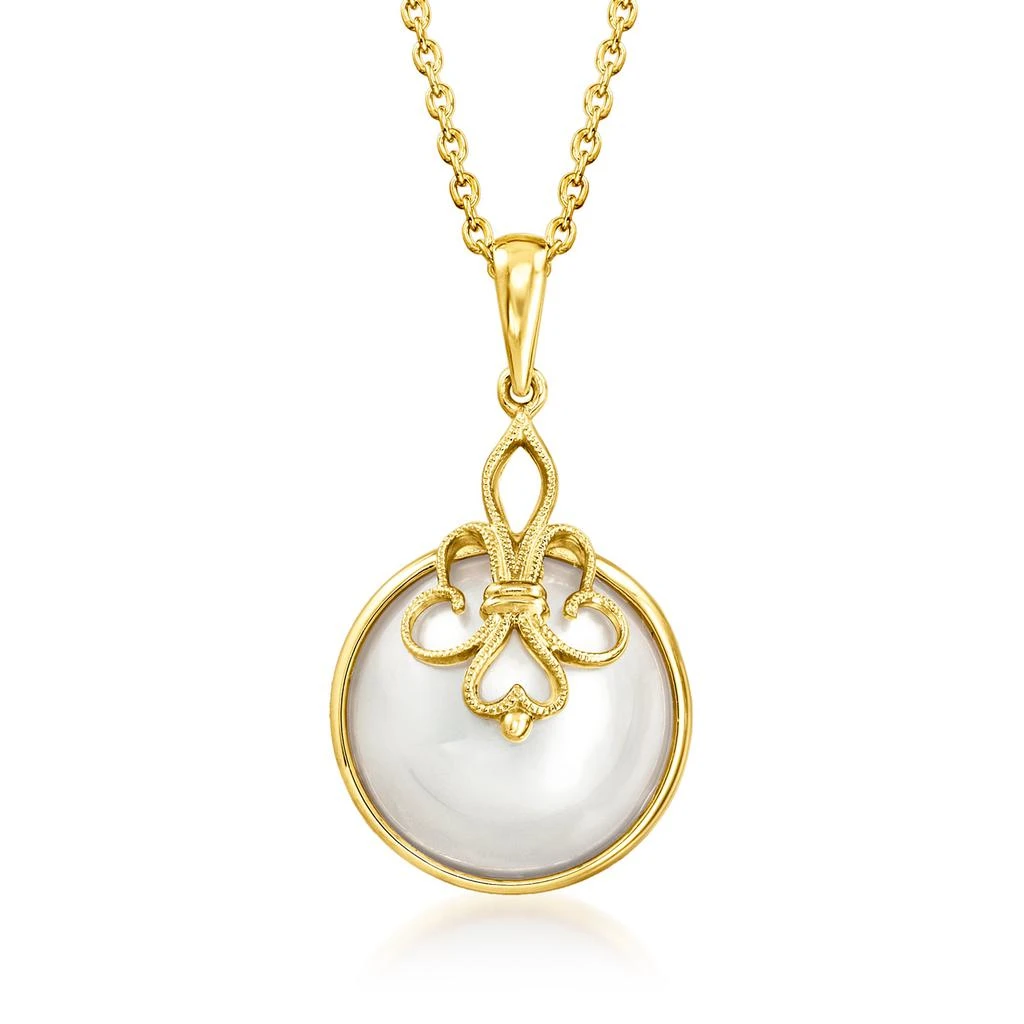 商品Ross-Simons|13-13.5mm Cultured Mabe Pearl Filigree Pendant Necklace in 18kt Gold Over Sterling,价格¥787,第1张图片