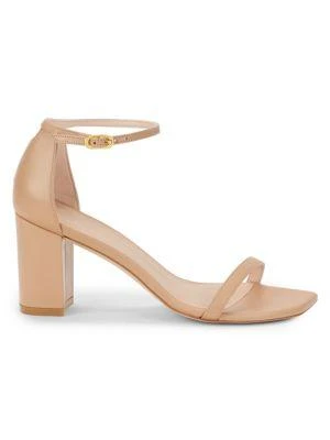 商品Stuart Weitzman|Amelina Leather Block-Heel Sandals,价格¥947,第1张图片