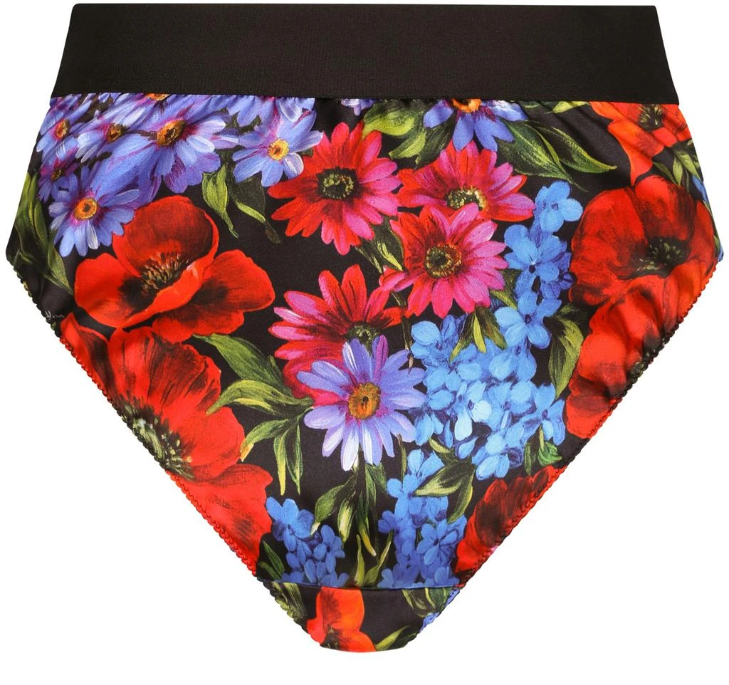 商品Dolce & Gabbana|High-waisted satin briefs with meadow print,价格¥1301,第2张图片详细描述