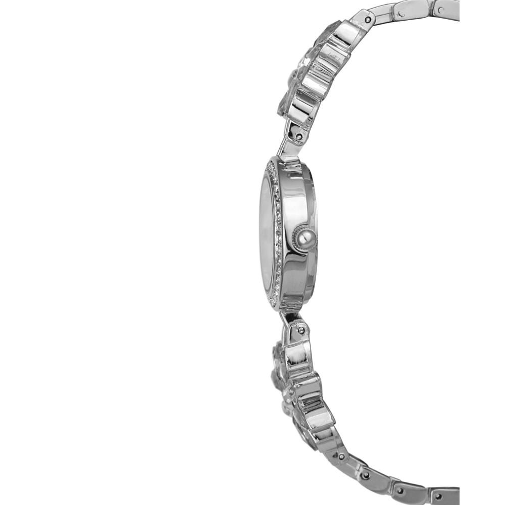 Women's Silver-Tone Mixed Metal Crystal Flower Bracelet Watch, 25mm, Created for Macy's商品第4张图片规格展示