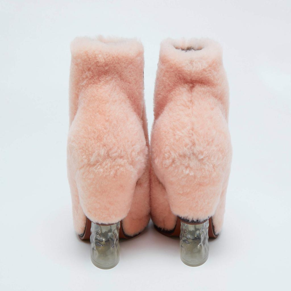 Fendi Pink Shearling Fur Ice Heel Ankle Boots Size 39商品第5张图片规格展示