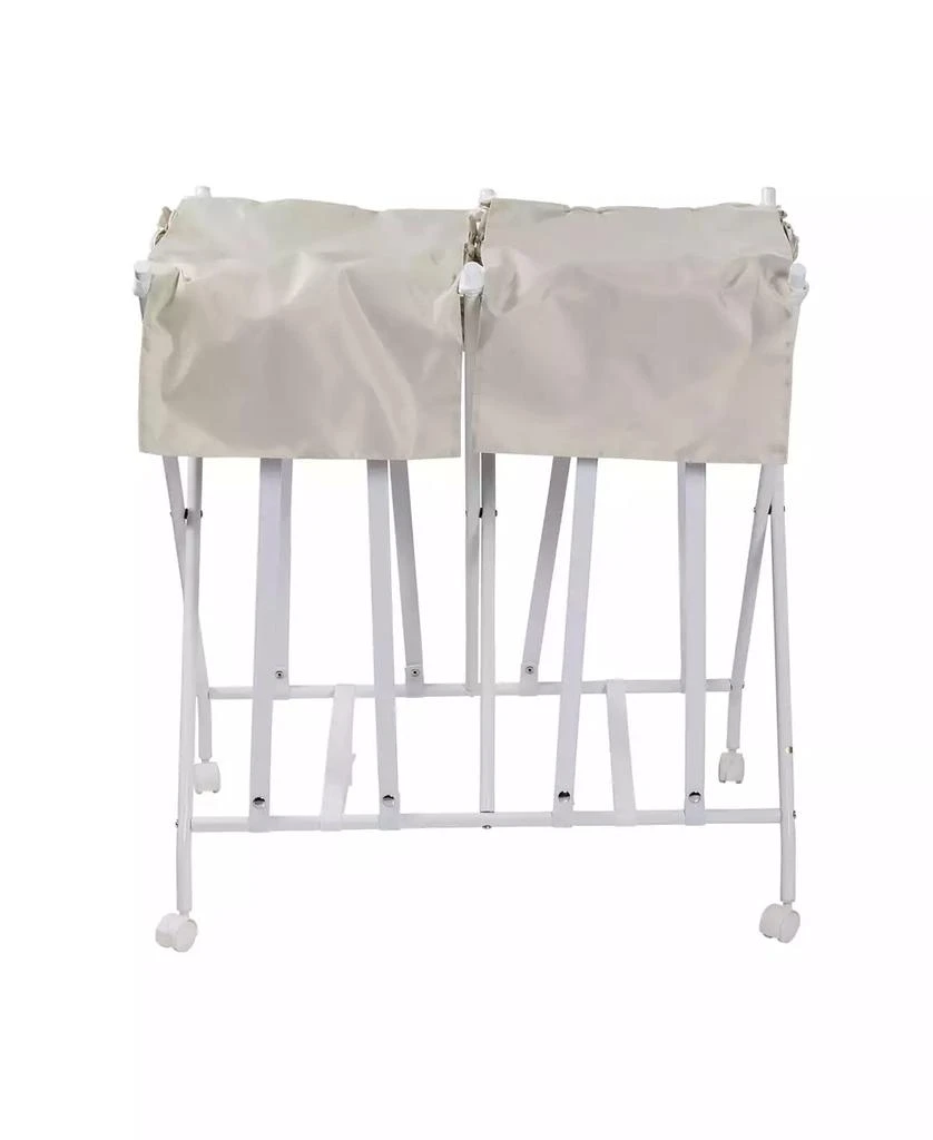 商品Honey Can Do|Double Bounce Back Hamper Foldable Bag Laundry Sorter on Wheels with Lid, Set of 2,价格¥615,第4张图片详细描述