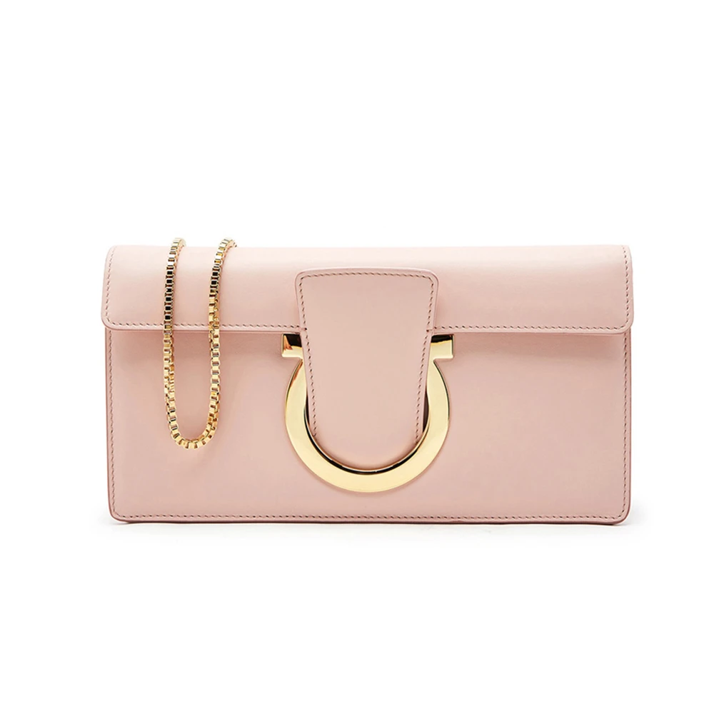 商品Salvatore Ferragamo|Salvatore Ferragamo 菲拉格慕 女士THALIA系列粉色牛皮手提单肩包 21-F816-0670983,价格¥5181,第1张图片