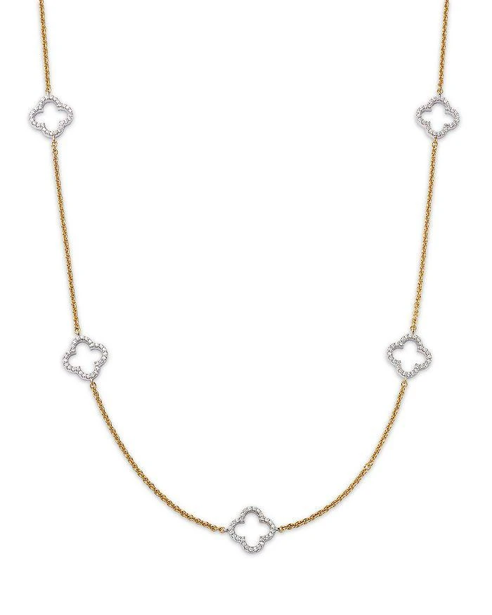 商品Bloomingdale's Fine Collection|14K Gold Diamond Clover Necklace, 18",价格¥22310,第1张图片详细描述