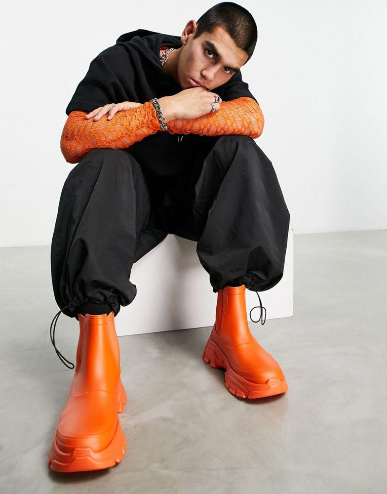 ASOS DESIGN wellington boots in bright orange商品第4张图片规格展示