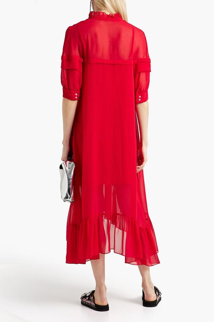 商品Sandro|Ruffled georgette midi dress,价格¥1758,第5张图片详细描述