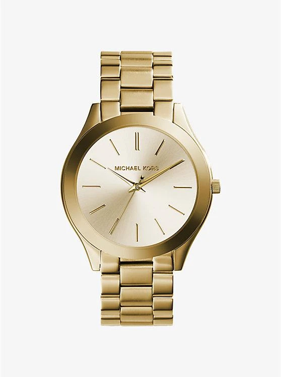 商品Michael Kors|Slim Runway Gold-Tone Stainless Steel Watch,价格¥1510,第1张图片