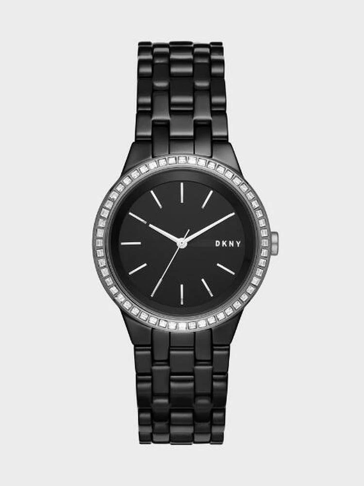 商品DKNY|Park Slope Black Ceramic And Stainless-Steel Three-Hand Watch,价格¥1517,第2张图片详细描述