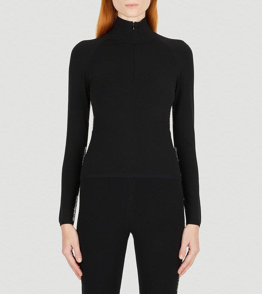 商品Alexander Wang|Alexander Wang Logo-Printed Highneck Zipped Top,价格¥3156,第1张图片