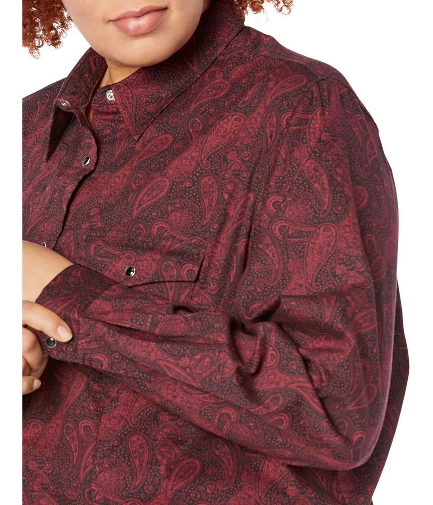 商品Roper|Plus Size Oakleaf Paisley Print Cotton Long Sleeve Western Blouse,价格¥385,第3张图片详细描述