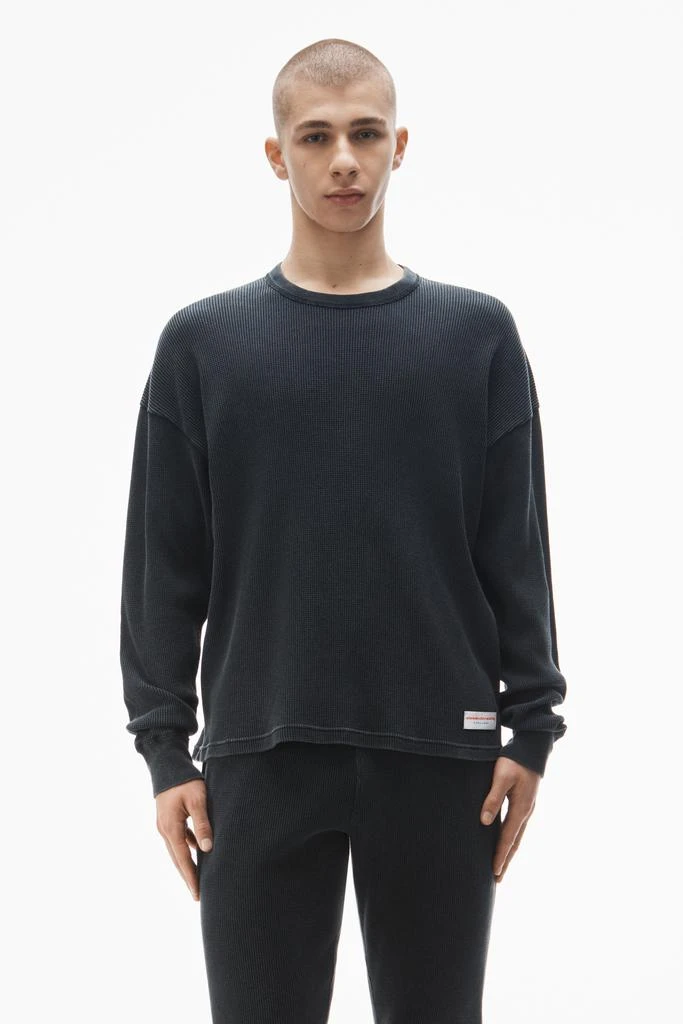 商品Alexander Wang|long-sleeve tee in waffle-knit cotton stretch,价格¥372,第1张图片