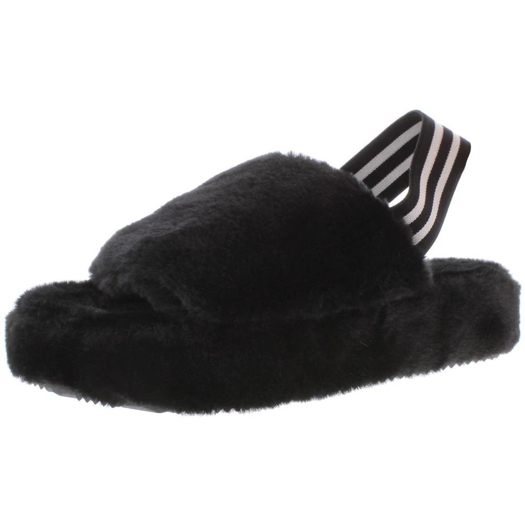 商品Steve Madden|Steve Madden Womens Fuzz Faux Fur Open Toe Slide Slippers,价格¥62,第1张图片