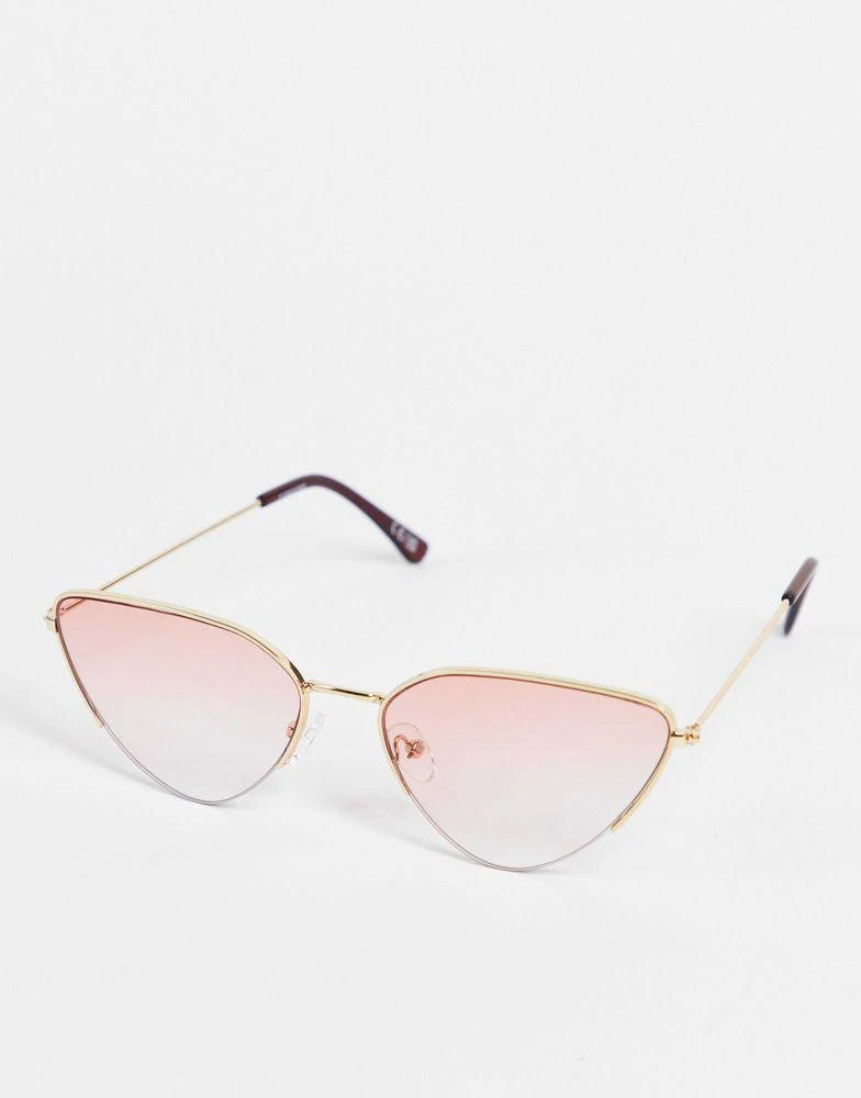商品ASOS|ASOS DESIGN metal cat eye sunglasses in gold with pink lens,价格¥79,第1张图片