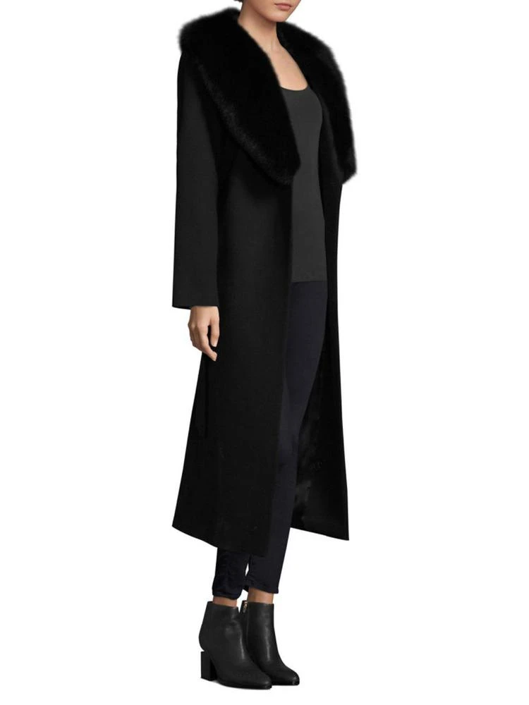 商品Sofia Cashmere|Fox Fur Collar Long Wrap Coat,价格¥8527,第3张图片详细描述