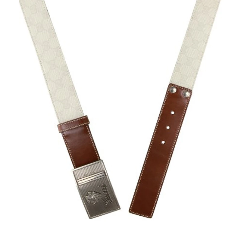 Gucci 古驰 白色双G图案PVC金属牌皮带 224471-FV2VN-9072 商品