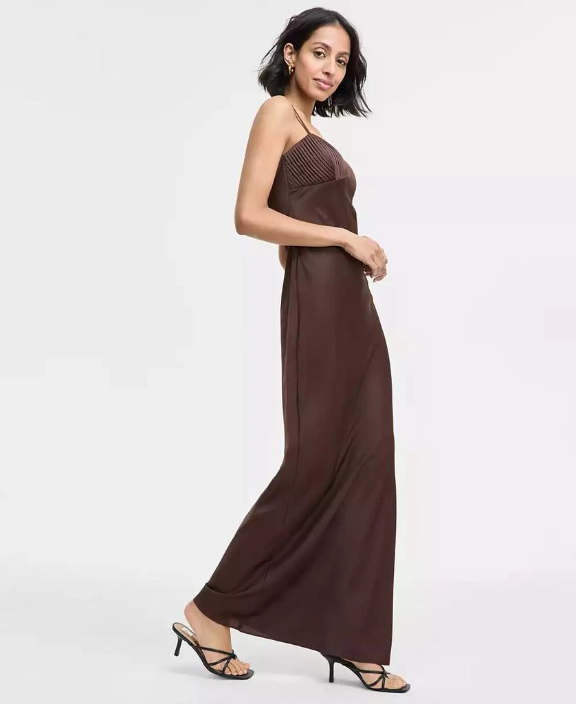 商品SENI & CADE|Juniors' Pintuck Satin Sleeveless Column Gown,价格¥468,第4张图片详细描述