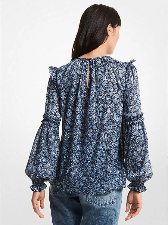 商品Michael Kors|Metallic Floral Georgette Ruffle-Trim Top,价格¥815,第2张图片详细描述