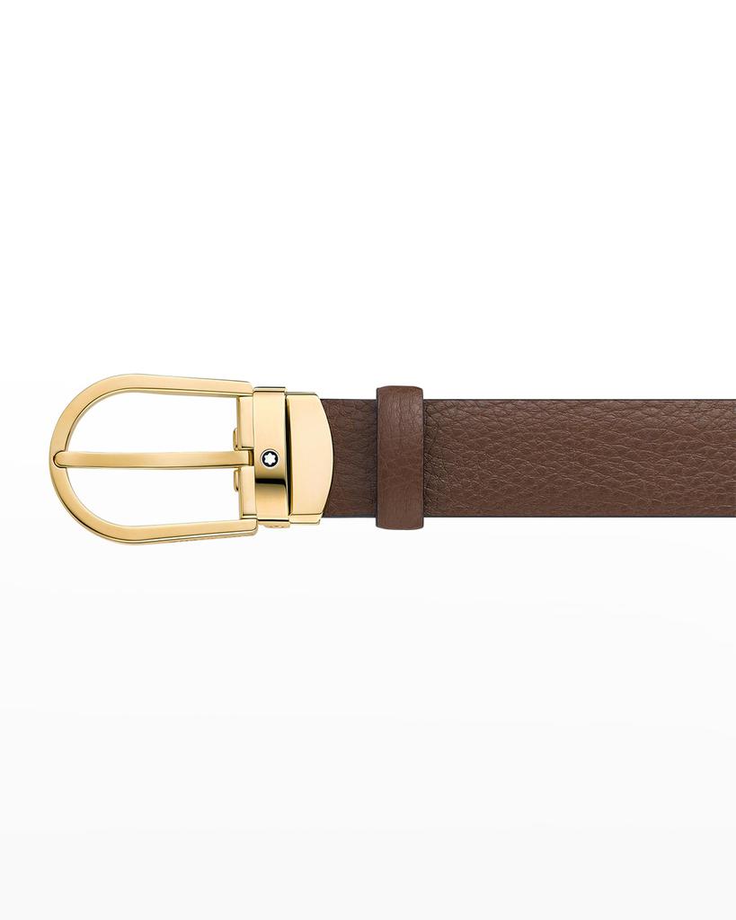 Men's Horseshoe Buckle Leather Belt, 30mm商品第2张图片规格展示