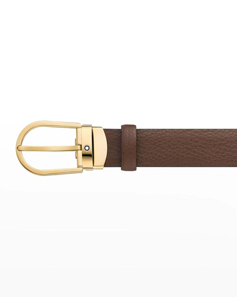 商品MontBlanc|Men's Horseshoe Buckle Leather Belt, 30mm,价格¥3244,第2张图片详细描述