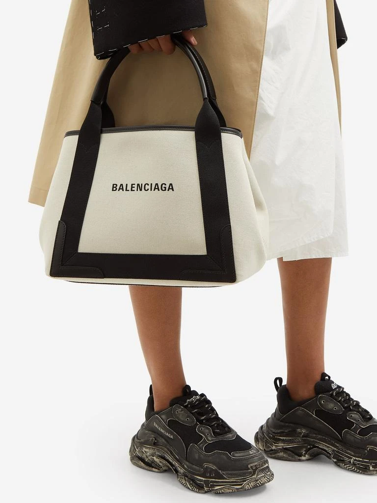 商品Balenciaga|Cabas S logo-print leather-trim canvas bag,价格¥8151,第3张图片详细描述