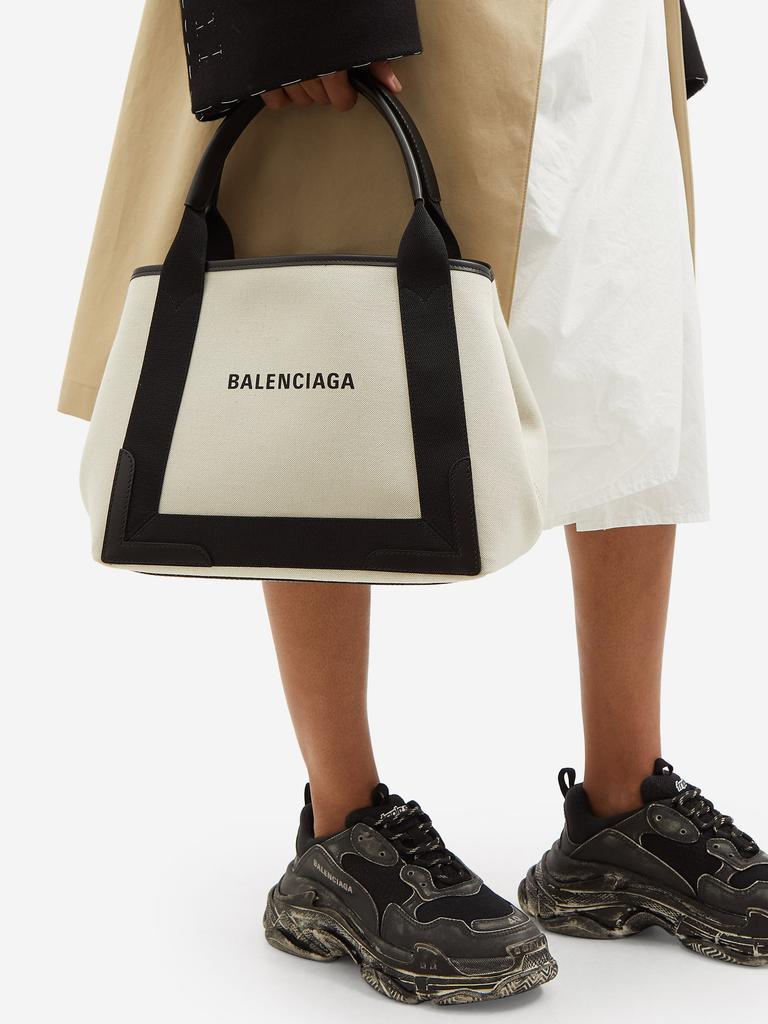 商品Balenciaga|Cabas S logo-print leather-trim canvas bag,价格¥6616,第5张图片详细描述