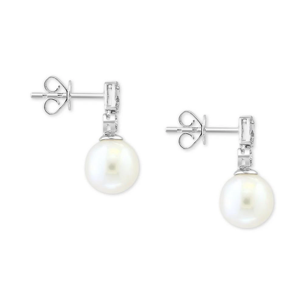 商品Effy|EFFY® Cultured Freshwater Pearl (9mm) & Diamond (1/5 ct. t.w.) Drop Earrings in 14k White Gold,价格¥14194,第4张图片详细描述