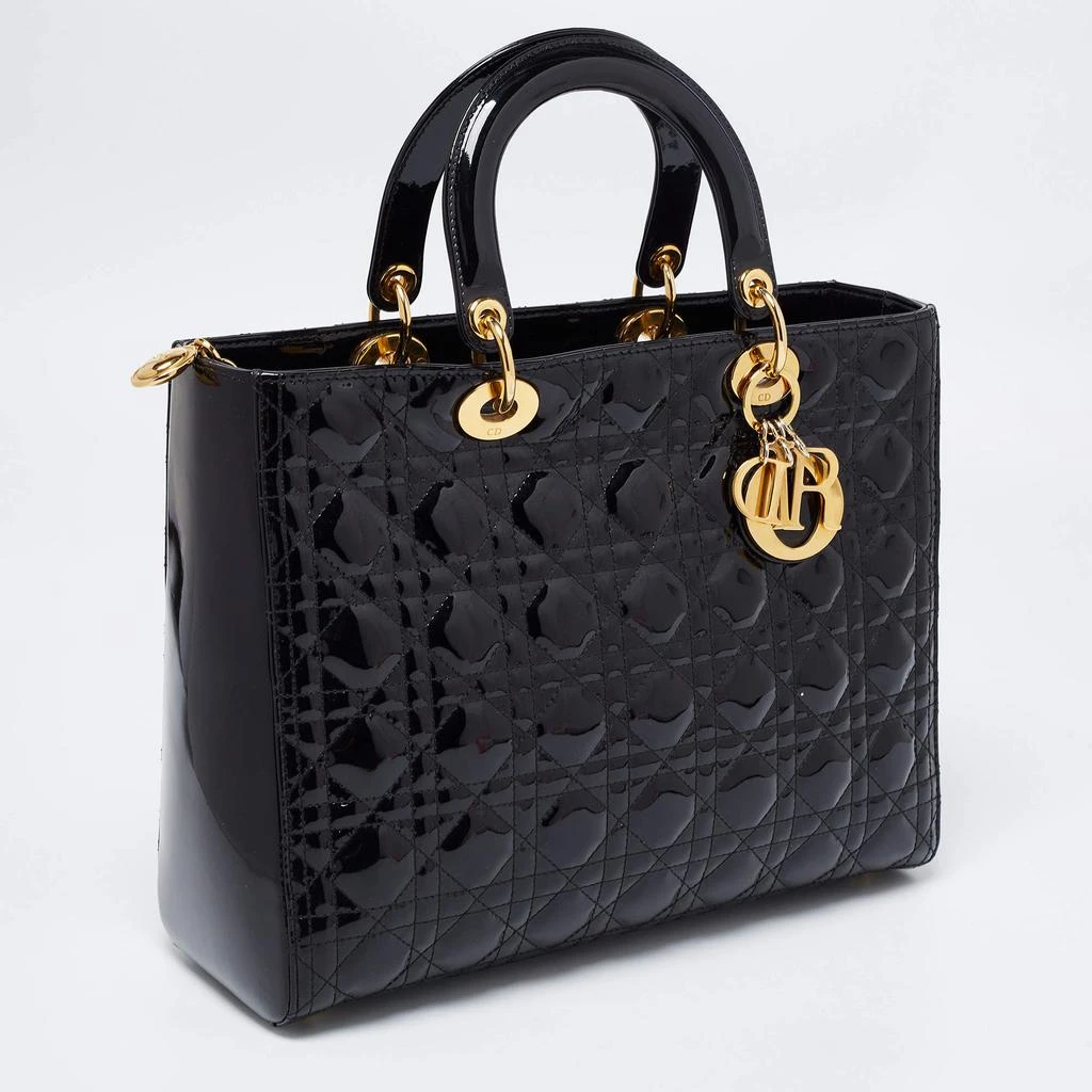 商品[二手商品] Dior|Dior Black Cannage Patent Leather Large Lady Dior Tote,价格¥9194,第3张图片详细描述