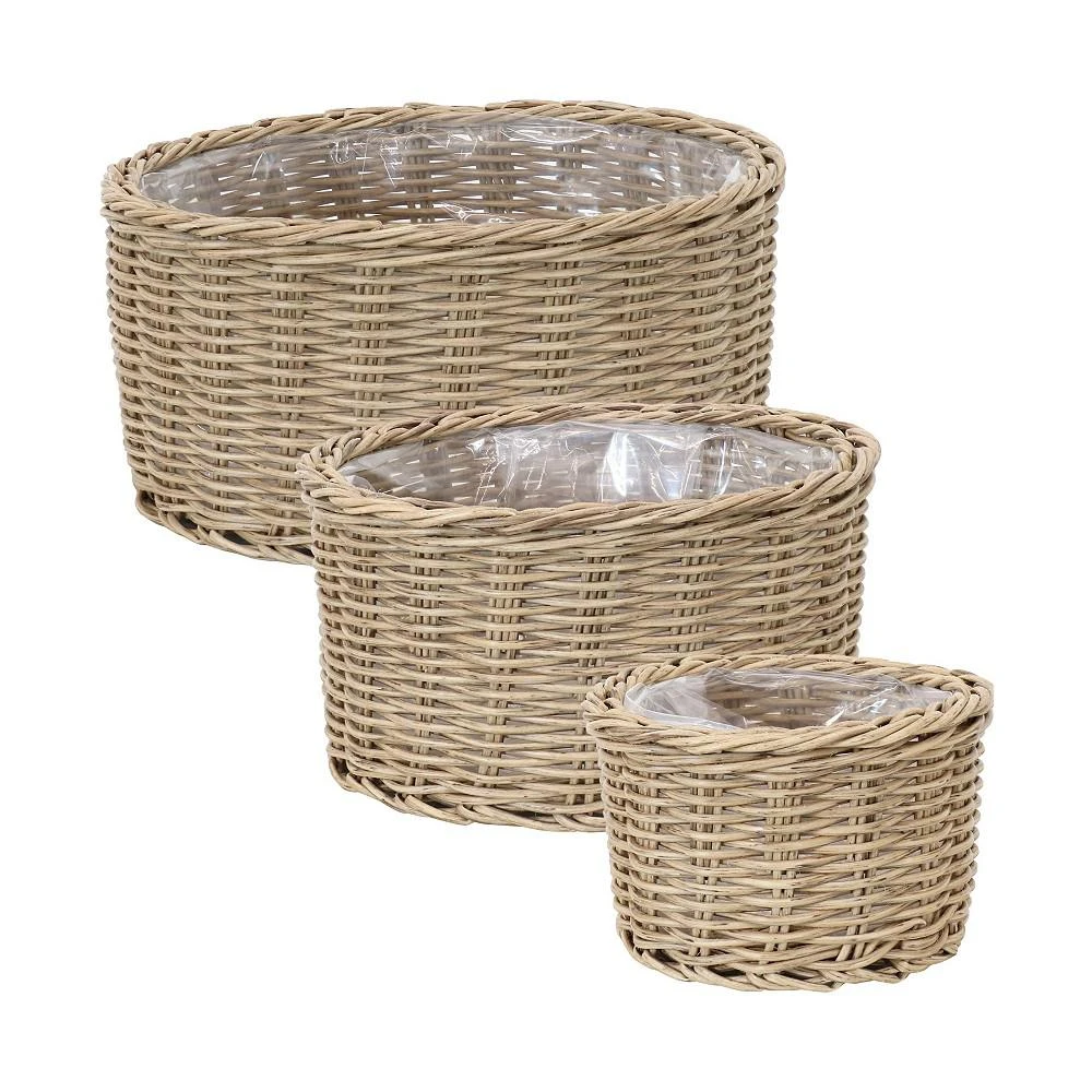 商品Sunnydaze Decor|Polyrattan Round Basket Planter 8 in, 11.75 in, 14 in - Set of 3,价格¥514,第1张图片