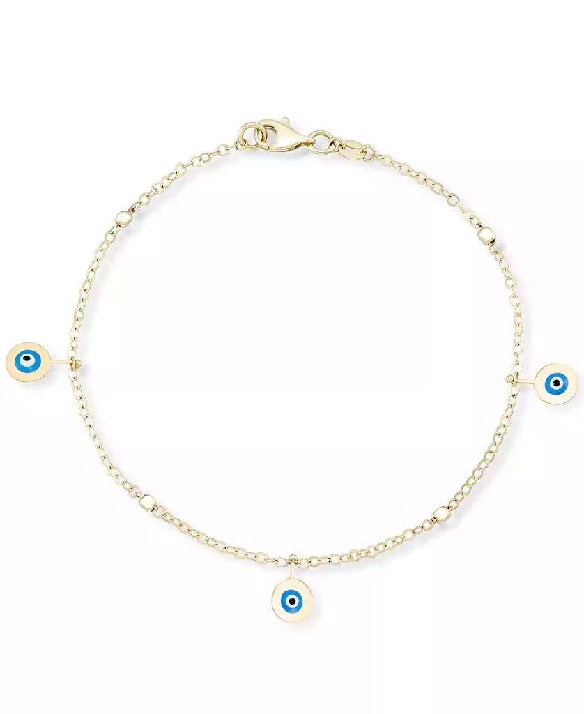 商品Macy's|Enamel Evil Eye Charm Bracelet in 10k Gold,价格¥5207,第1张图片