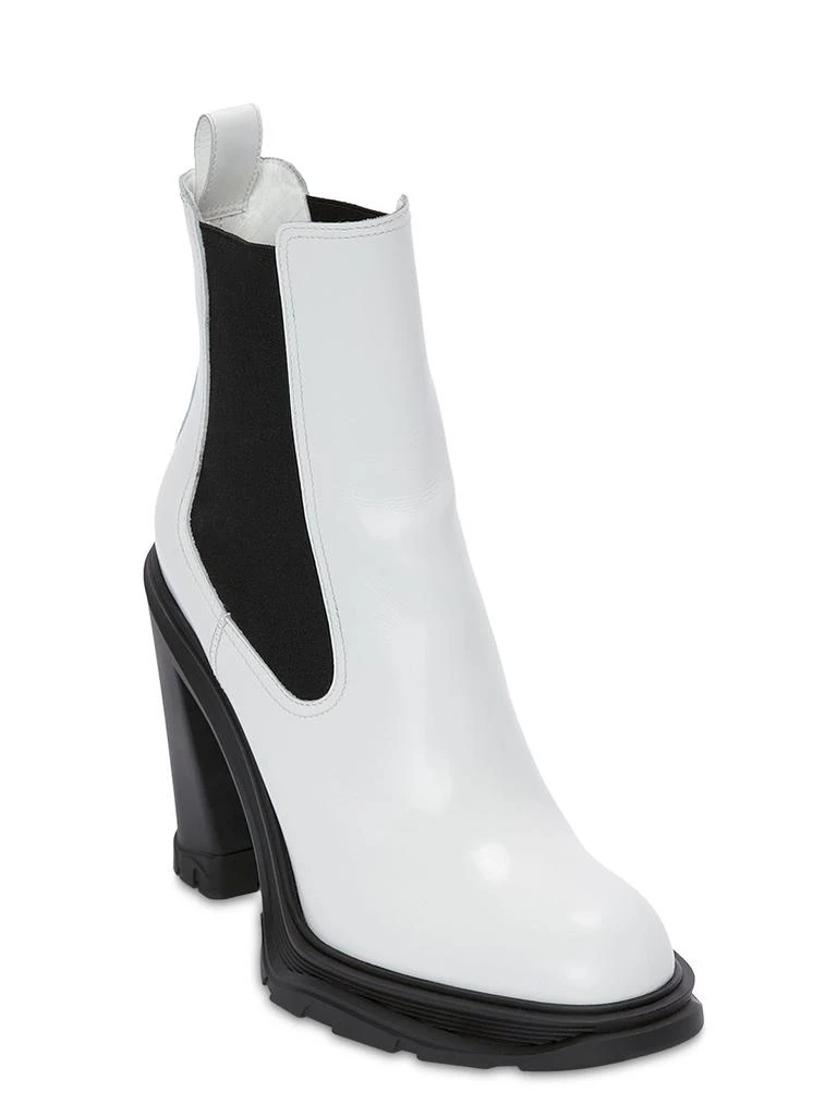 商品Alexander McQueen|120mm Brushed Leather Ankle Boots,价格¥8796,第3张图片详细描述