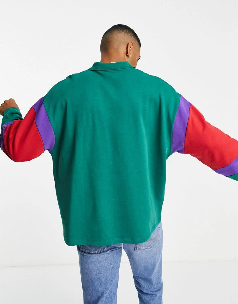 商品ASOS|ASOS DESIGN oversized rugby sweatshirt with colour block detail and text print,价格¥156,第2张图片详细描述