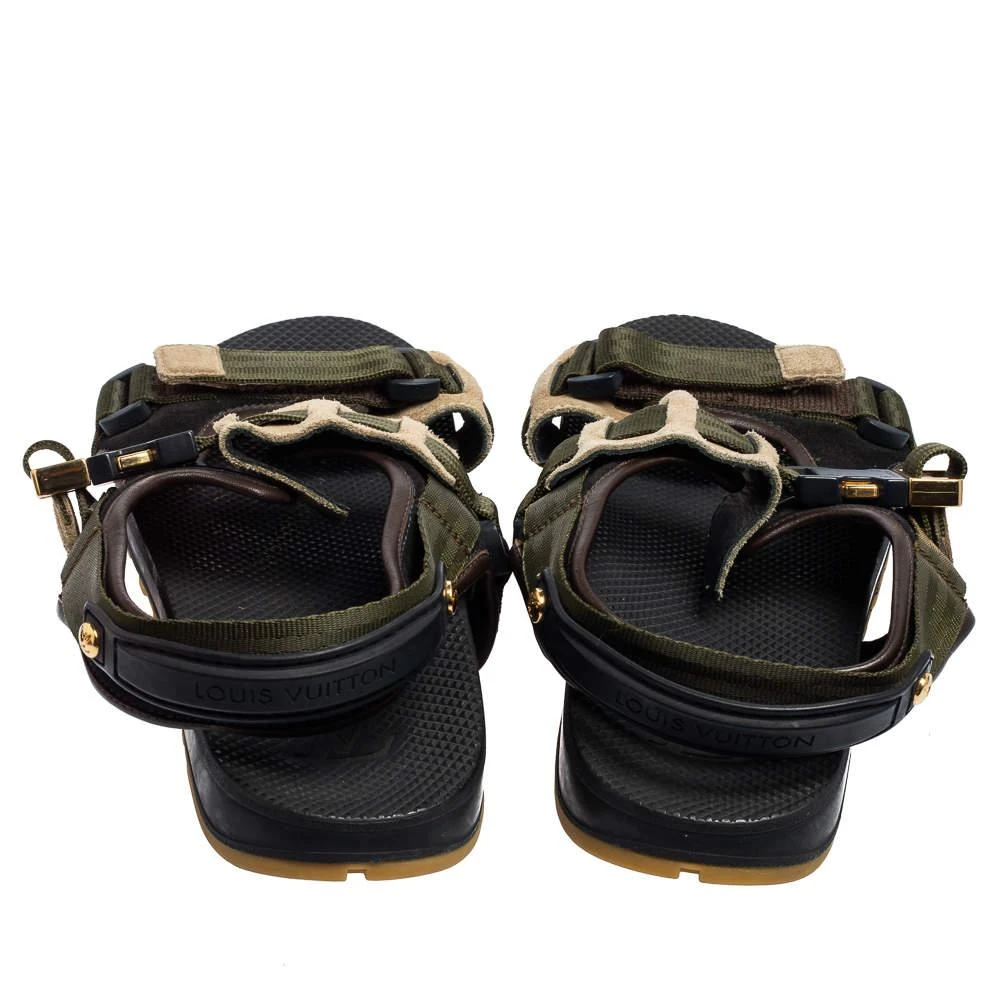 商品[二手商品] Louis Vuitton|Louis Vuitton Green/Black Suede and Fabric Velcro Sandals Size 42,价格¥2829,第5张图片详细描述
