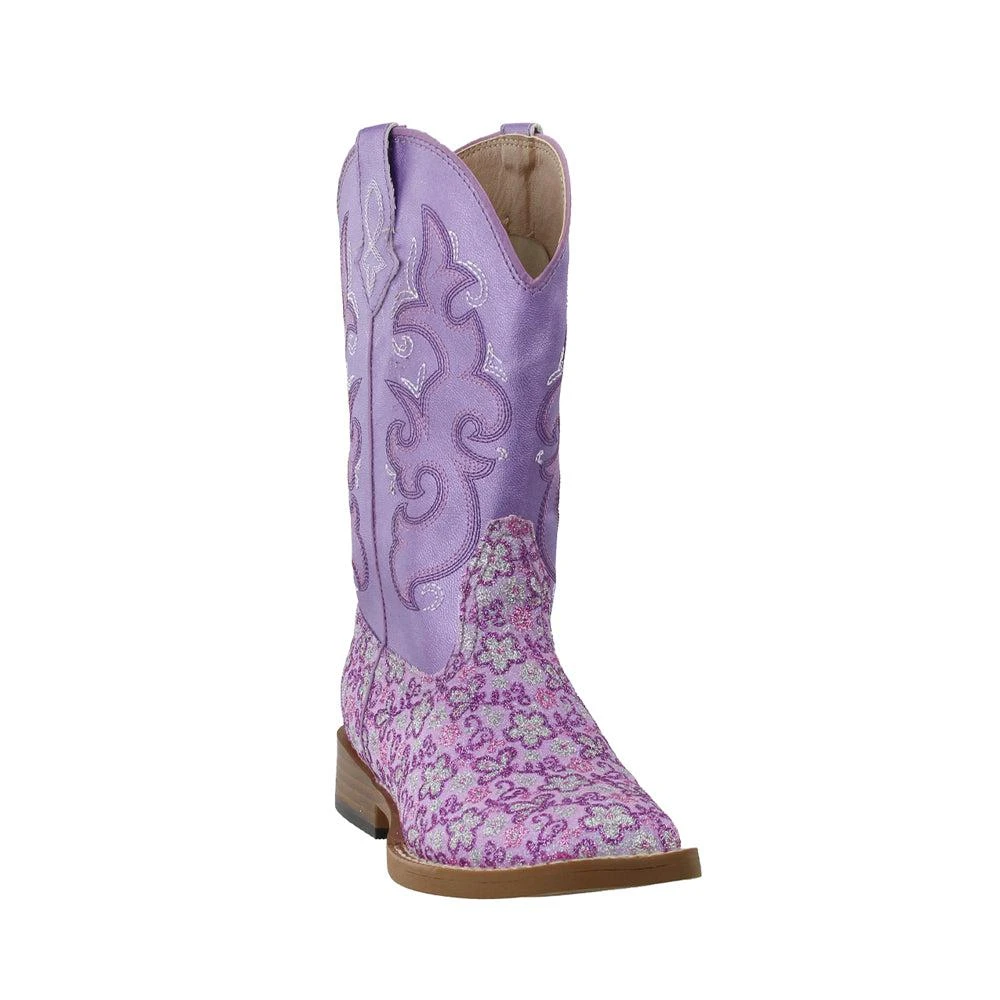 商品Roper|Floral Glitter Square Toe Cowboy Boots (Little Kid-Big Kid),价格¥492,第2张图片详细描述