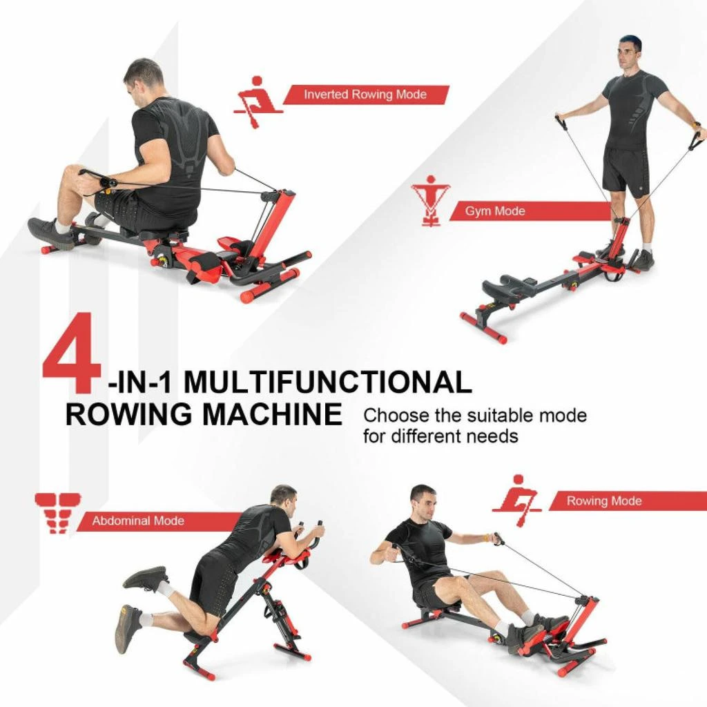 商品Hivvago|4-in-1 Folding Rowing Machine with Control Panel for Home Gym,价格¥1717,第4张图片详细描述