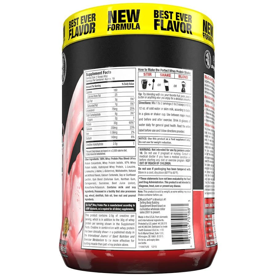 商品Six Star|Elite Series 100% Whey Protein Plus Powder Strawberry,价格¥58,第3张图片详细描述