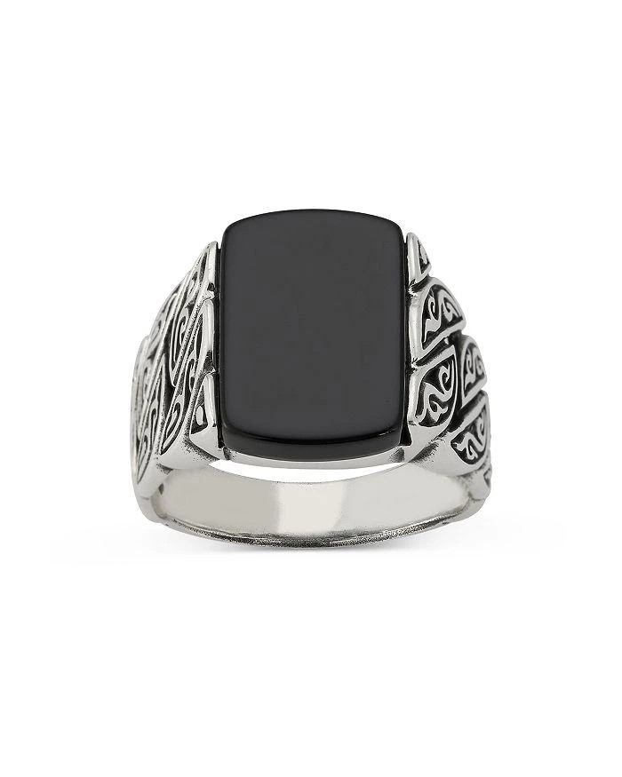商品Milanesi And Co|Men's Sterling Silver Onyx Squared Filigree Signet Ring,价格¥1823,第2张图片详细描述