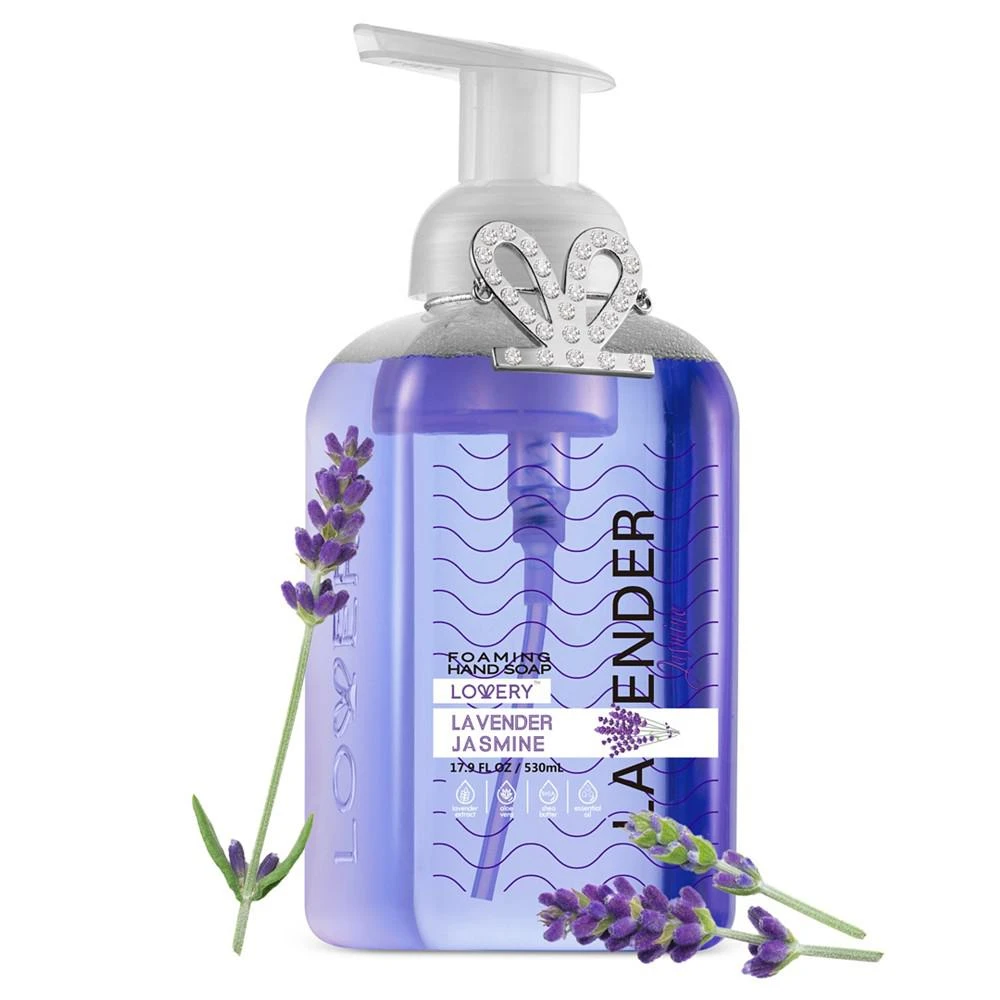 商品Lovery|Hand Foaming Soap in Lavender Jasmin, Moisturizing Hand Soap with Flawless Crystal Heart Bracelet - Hand Wash Set, 2 Piece,价格¥150,第1张图片