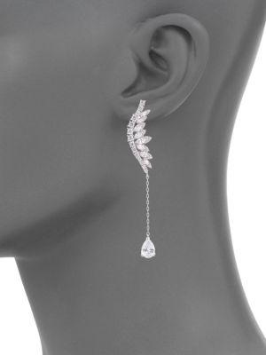 Luxe Rhodium-Plated Mystical Clear Cubic Zirconia Drop Earrings商品第2张图片规格展示