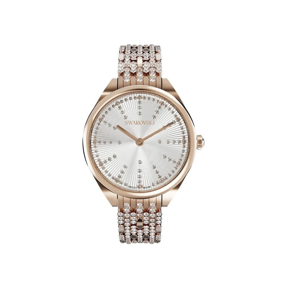 商品Swarovski|Women's Attract Watch Champagne Rose Gold-Tone and Champagne White Physical Vapor Deposition Stainless Steel Bracelet Watch 36 mm x 30 mm,价格¥3213,第1张图片