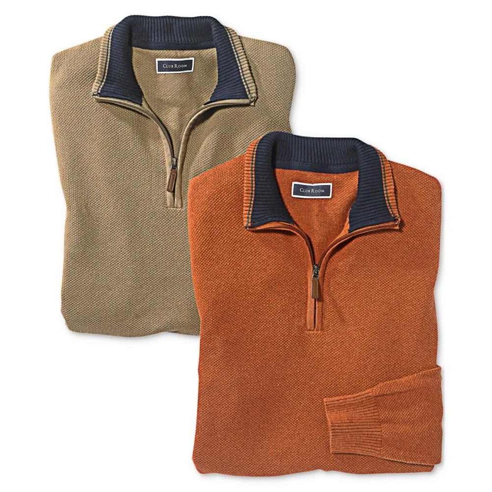 商品Club Room|Men's Quarter-Zip Textured Cotton Sweater, Created for Macy's,价格¥192,第2张图片详细描述