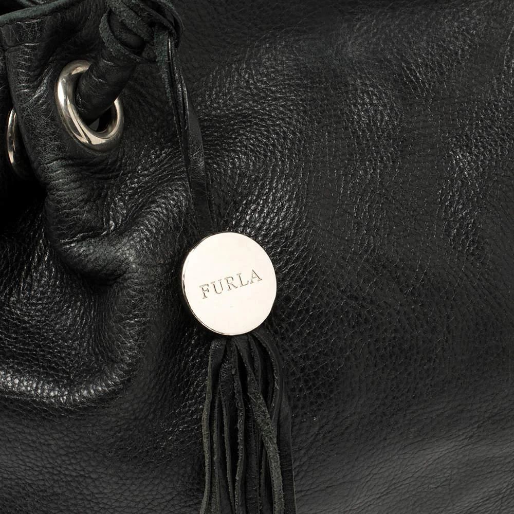 Furla Black Leather Drawstring Metal Handle Shoulder Bag 商品