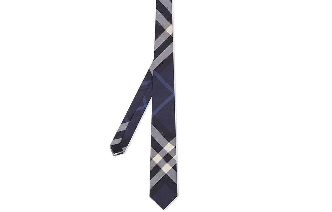 商品[国内直发] Burberry|[预售3天]博柏利 经典格纹领带 男款 蓝色 #,价格¥2354,第3张图片详细描述