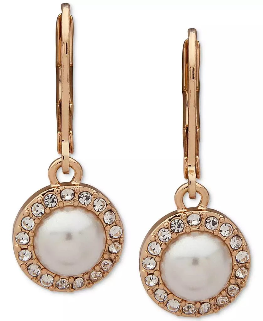 商品Anne Klein|Gold-Tone Pavé & Imitation Pearl Halo Drop Earrings,价格¥124,第1张图片