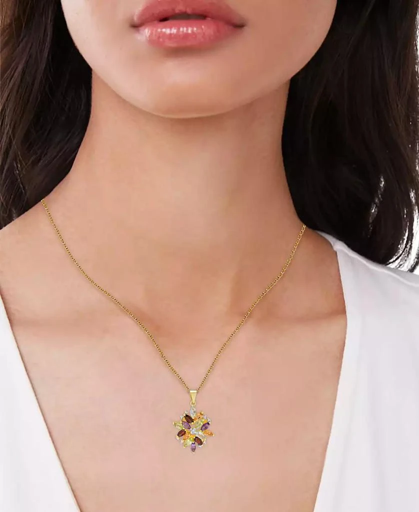 商品Macy's|Multi-Gemstone (2-1/8 ct. t.w.) and Diamond Accent Cluster Pendant Necklace in 18k Gold-Plated Sterling Silver,价格¥223,第2张图片详细描述