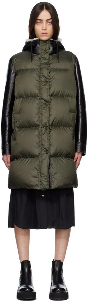 商品Yves Salomon|Khaki Quilted Down Jacket,价格¥5004,第1张图片