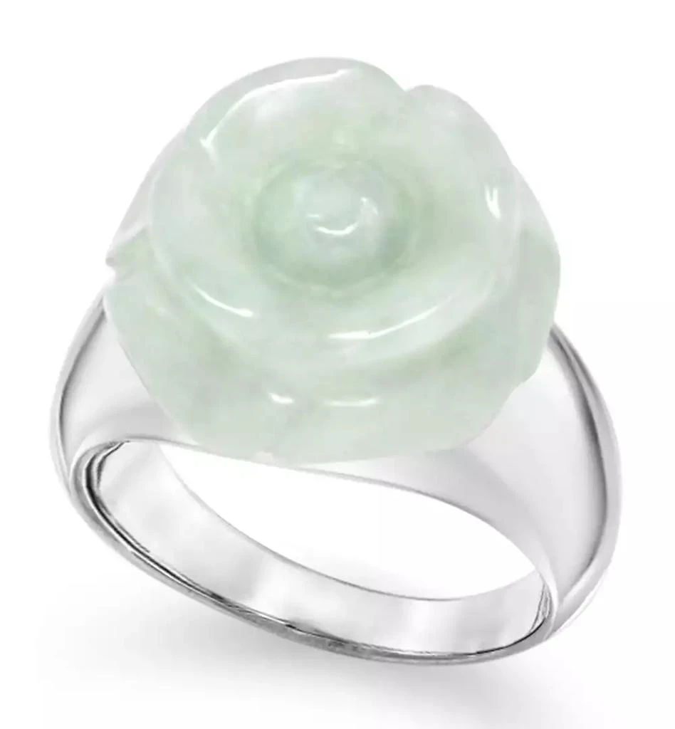 商品Macy's|Jade (16mm) Carved Flower Ring in Sterling Silver,价格¥847,第1张图片