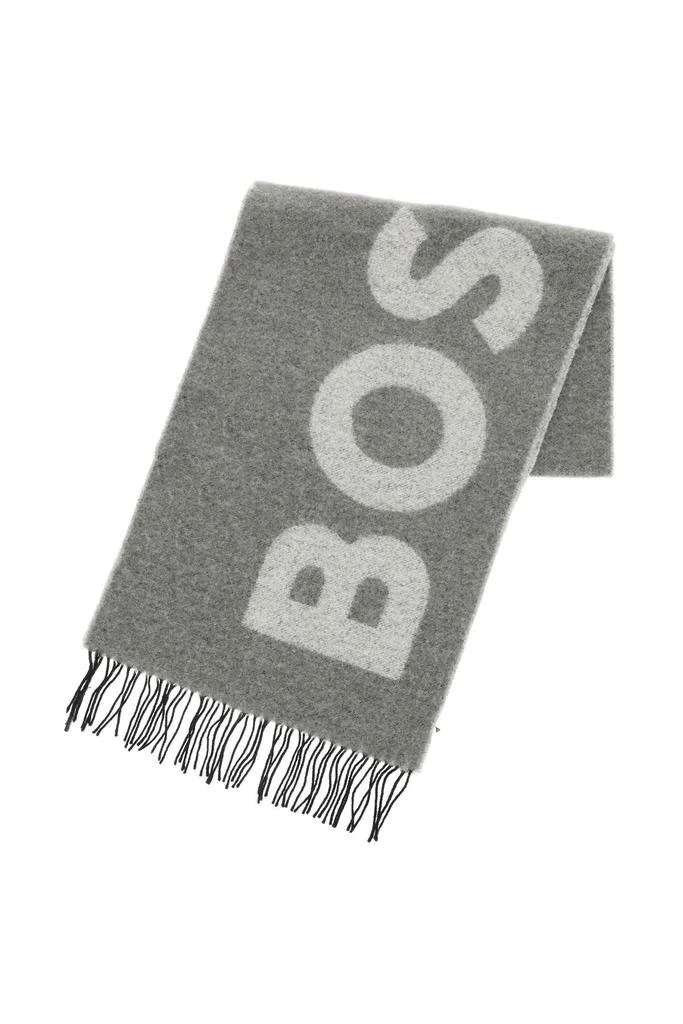 商品Hugo Boss|Boss Bouclé Wool Blend Scarf With Logo,价格¥420,第3张图片详细描述