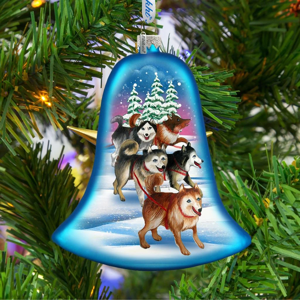 商品G. DeBrekht|Designocracy Sledging Dogs Glass Ornament Holiday Splendor by G Debrekht,价格¥313,第1张图片