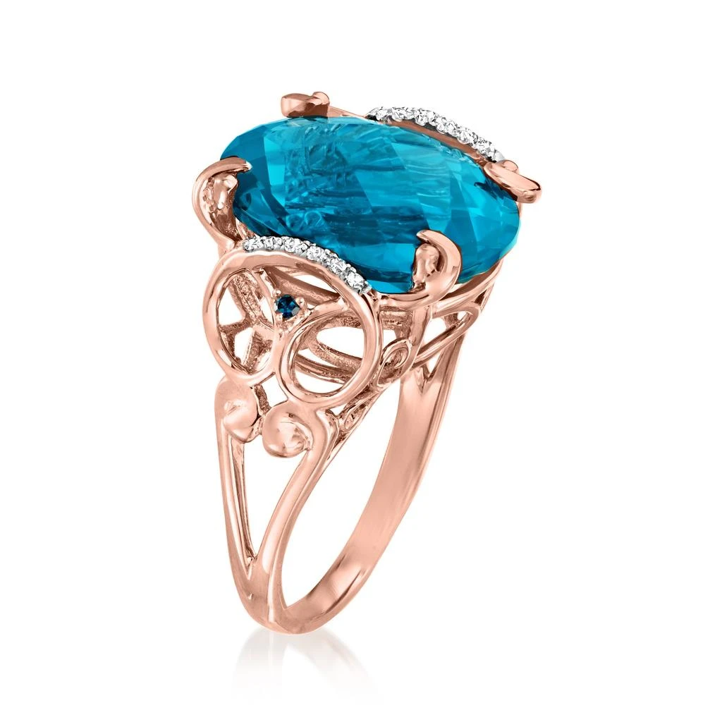 商品Ross-Simons|London Blue Topaz Ring With Blue and White Diamond Accents in 14kt Rose Gold,价格¥8797,第3张图片详细描述